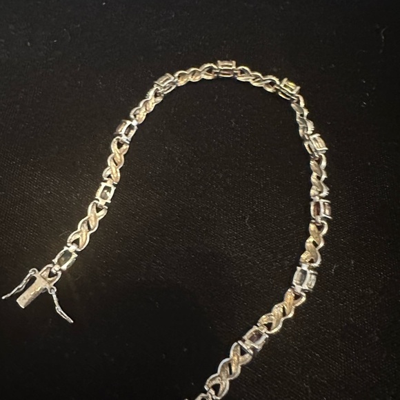 Gold Vermeil Multi Gemstone Chain Bracelet 8" Garnet Amethyst Topaz - Picture 3 of 7